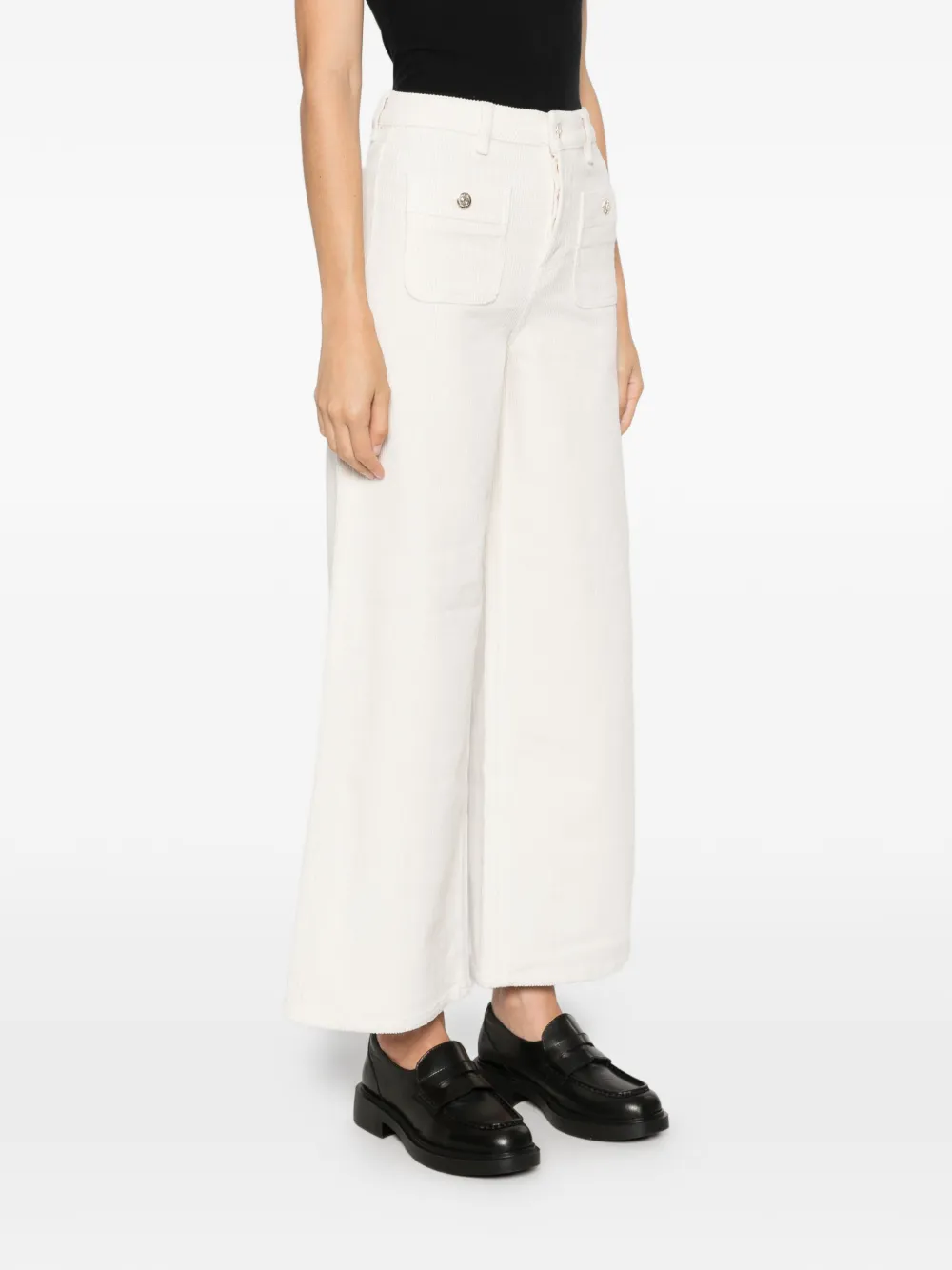 Maje Ribfluwelen broek met wijde pijpen Beige