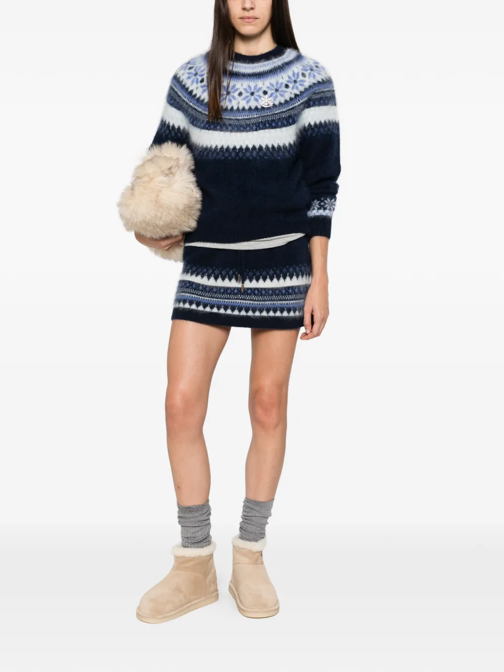 Maje Fair Isle-knit sweater Blauw