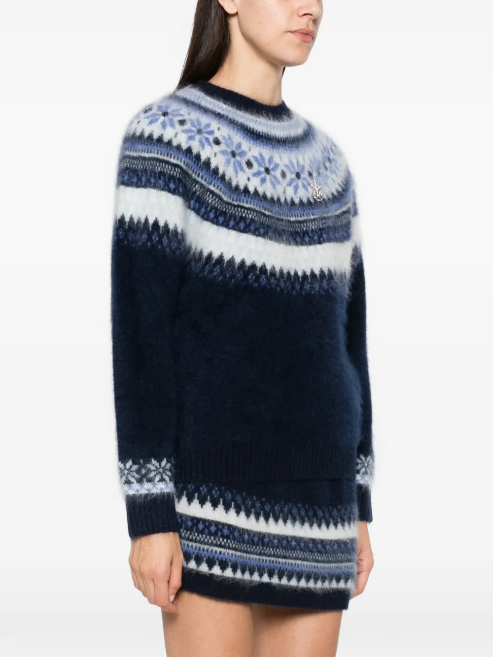 Maje Fair Isle-knit sweater Blauw