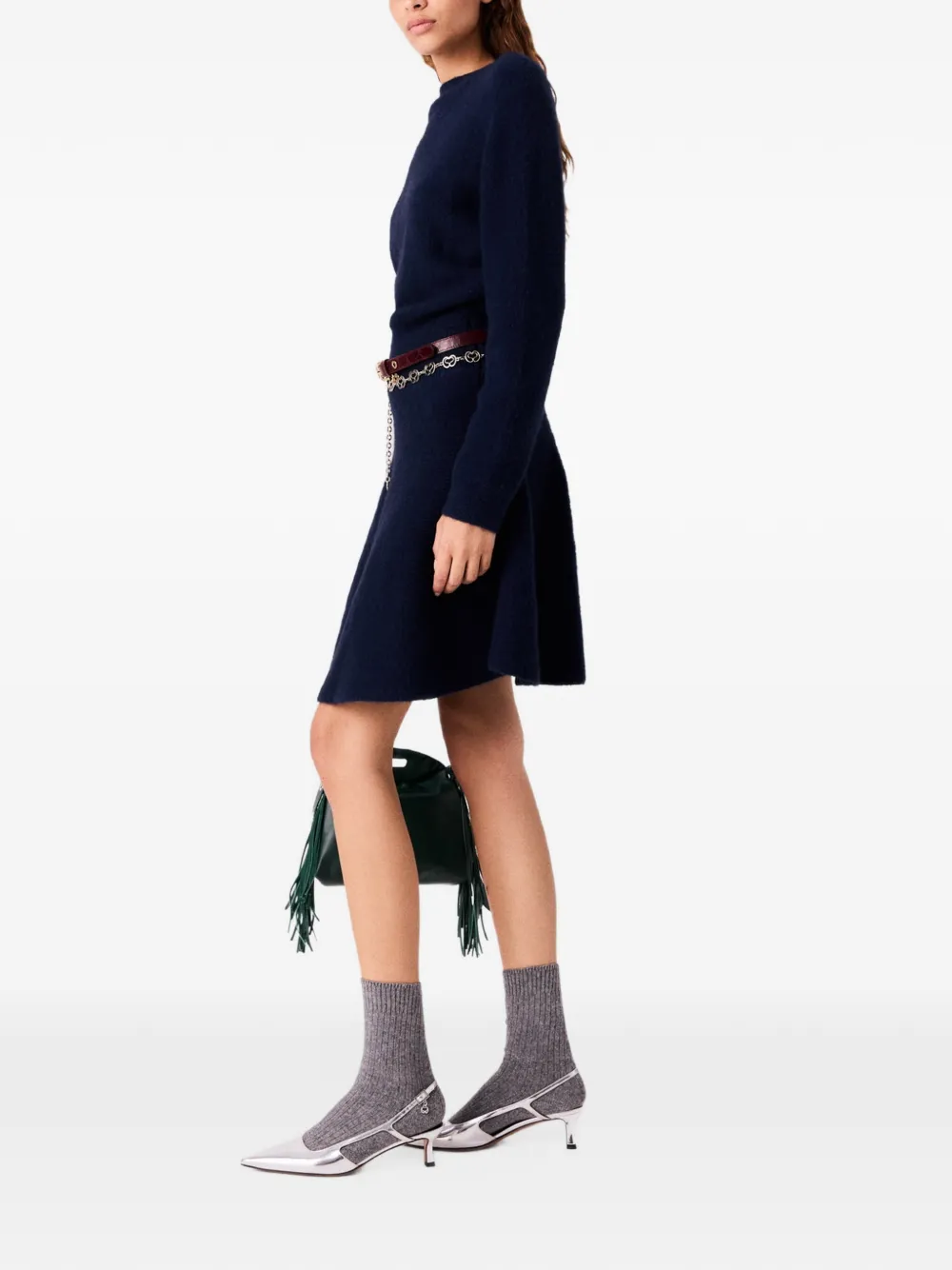 Maje long-sleeve knitted mini dress Blauw