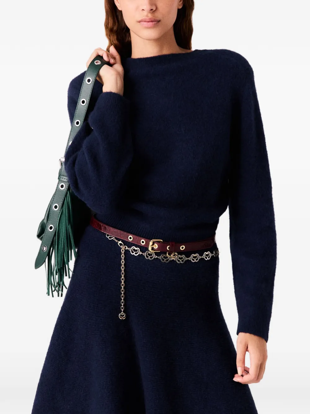 Maje long-sleeve knitted mini dress Blauw