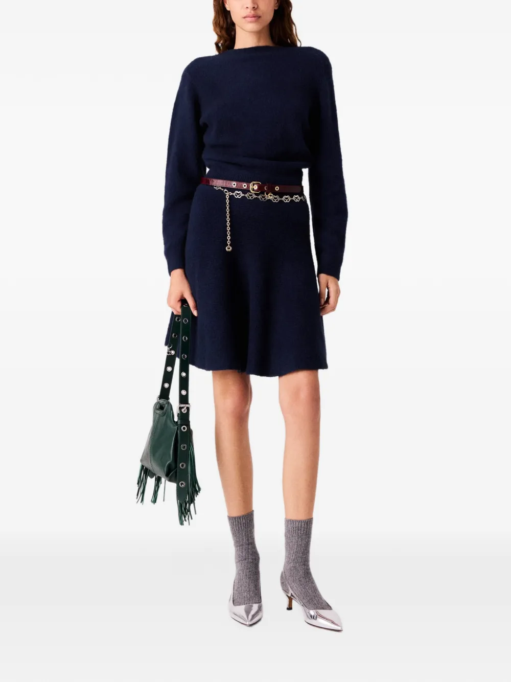 Maje long-sleeve knitted mini dress Blauw