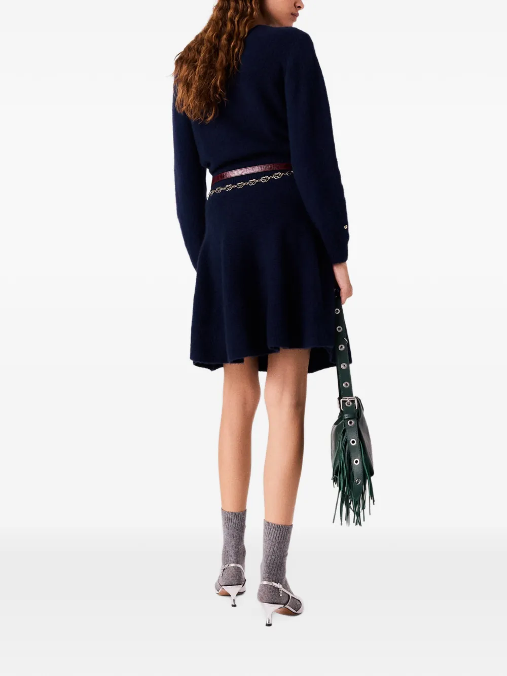 Maje long-sleeve knitted mini dress Blauw