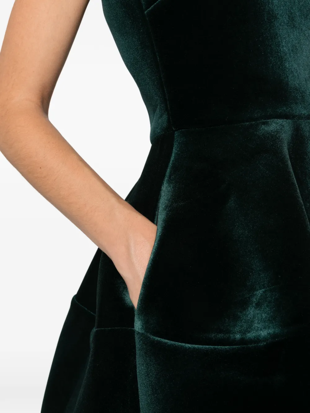 Maje velvet-effect flared mini dress Groen