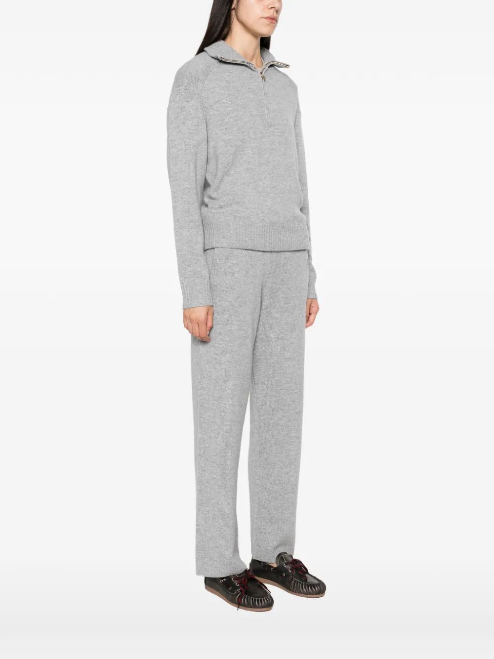 Maje quarter-zip knitted sweater Grijs
