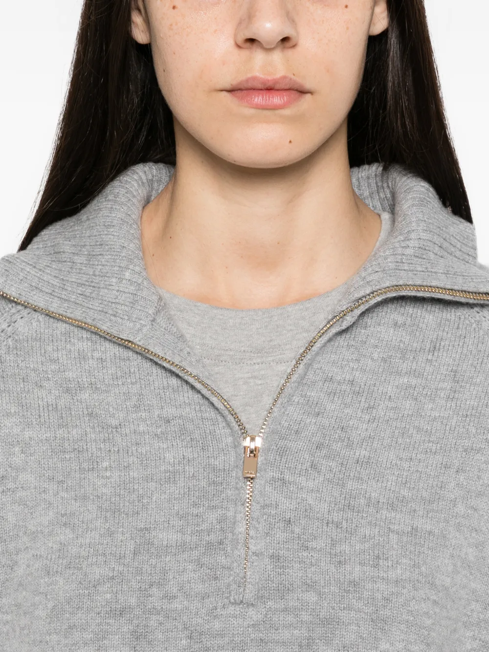 Maje quarter-zip knitted sweater Grijs