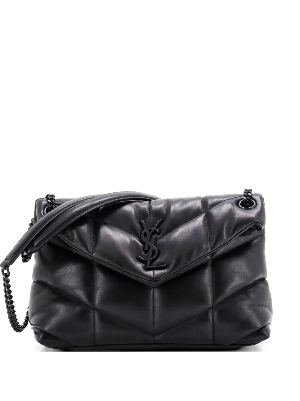 Saint Laurent Kleine Loulou Puffer Schultertasche mit Steppung in Schwarz
