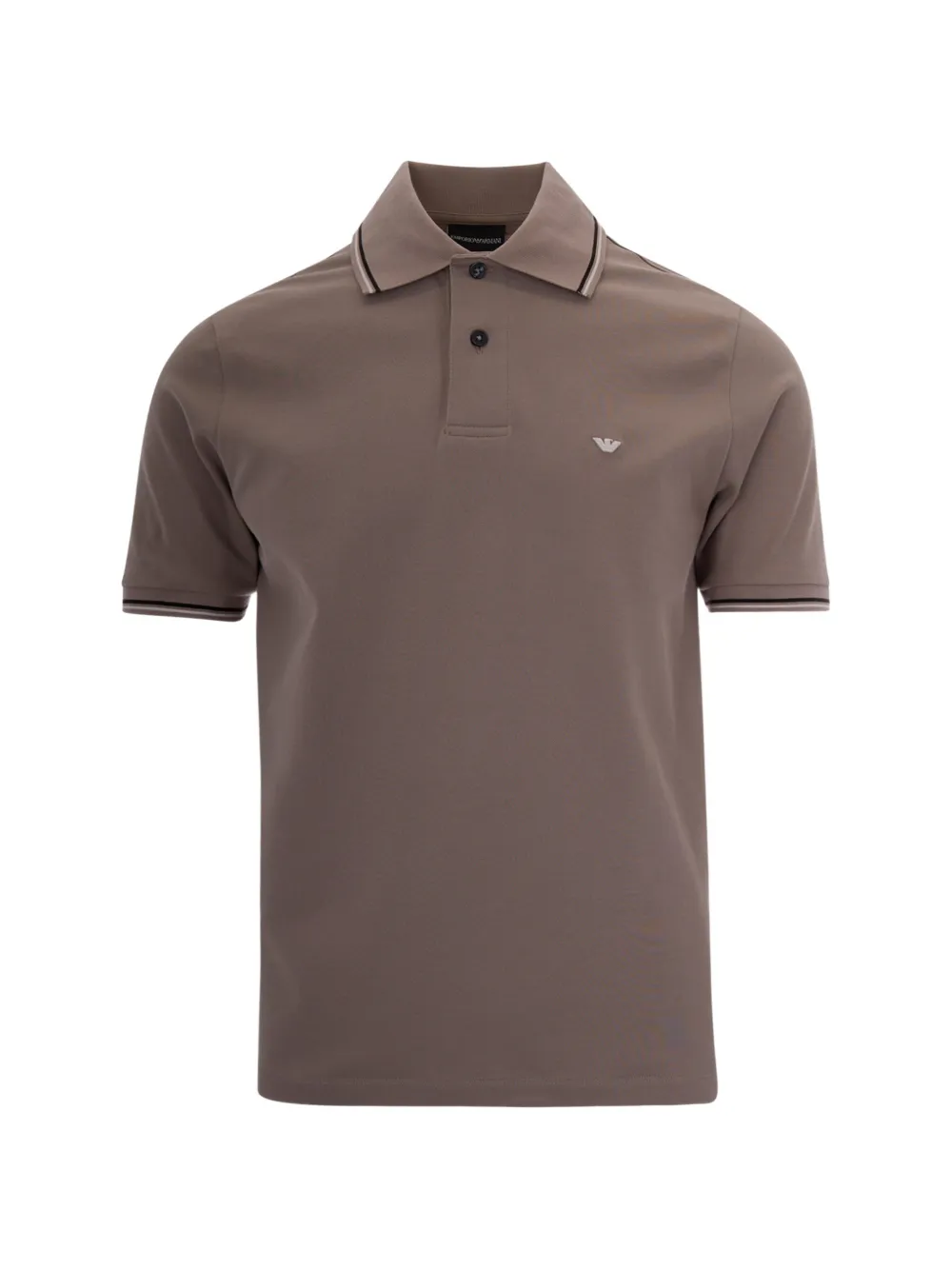Emporio Armani logo-embroidered tipped polo shirt - Toni neutri