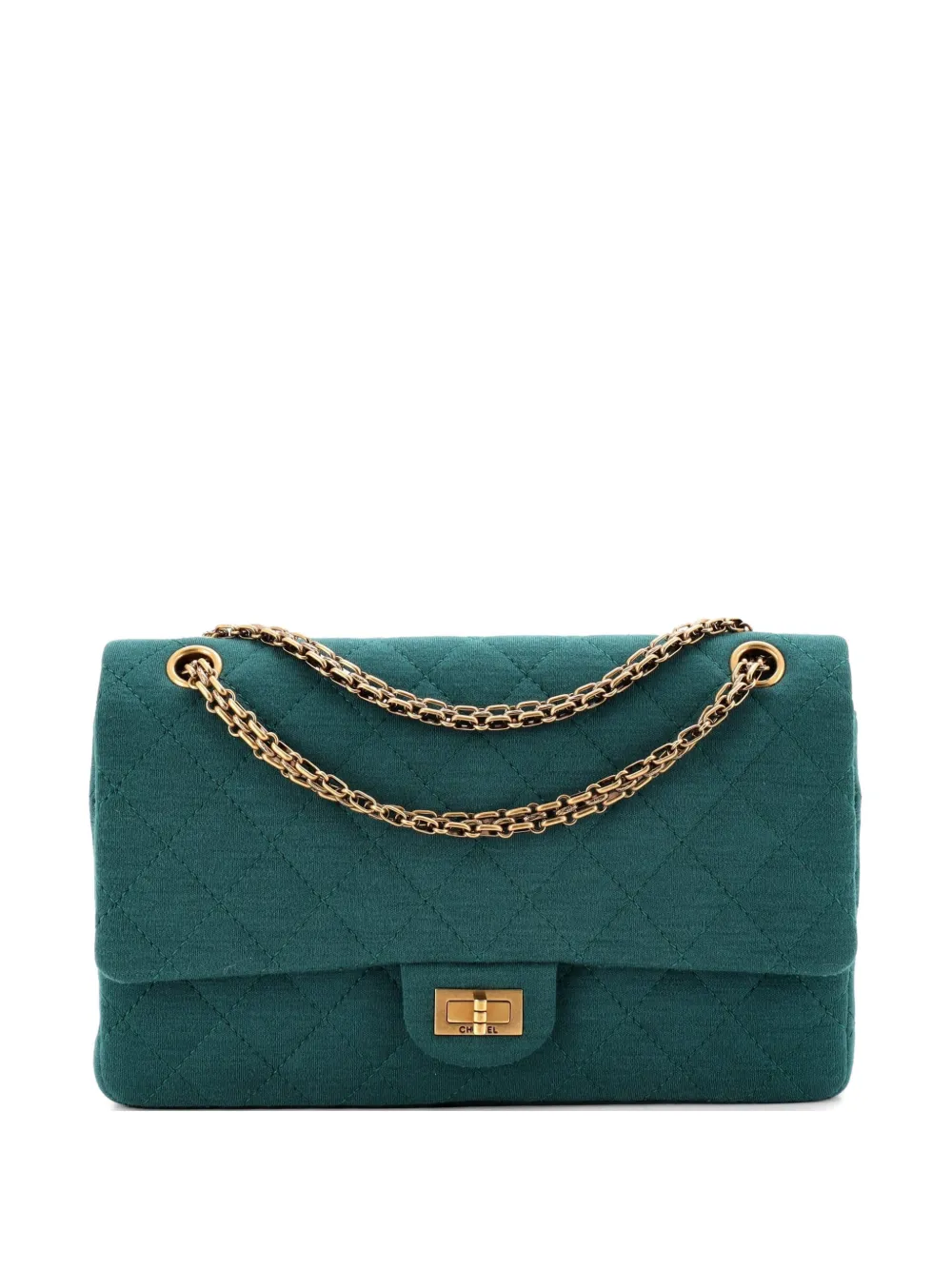 CHANEL Pre-Owned Borsa a spalla 226 Reissue 2.55 in tweed trapuntato con battente - Verde
