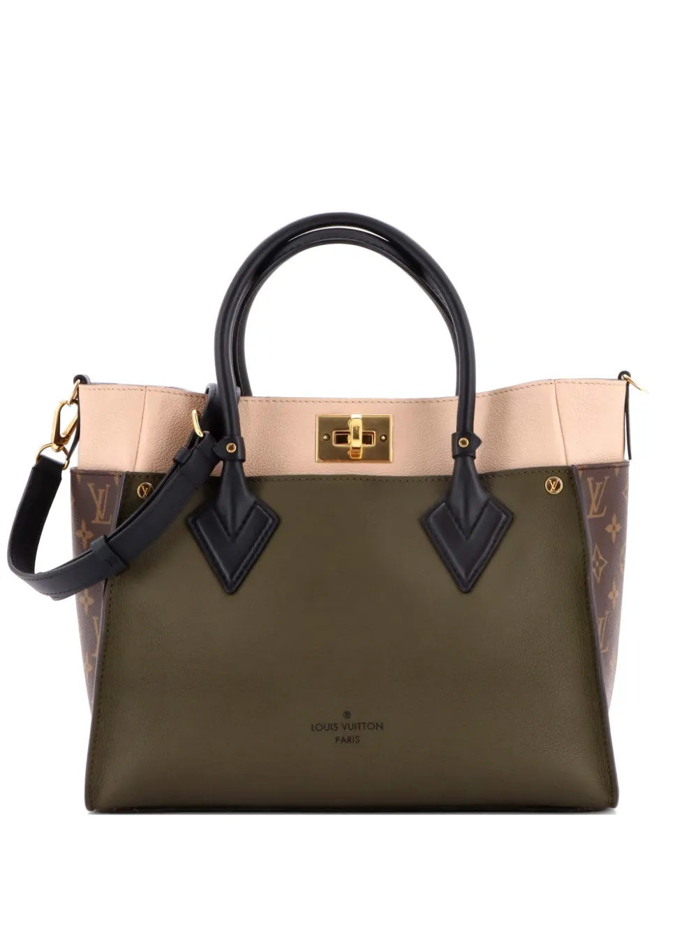 Louis Vuitton Pre-Owned Borsa tote On My Side MM in pelle e tela con monogramma - Verde