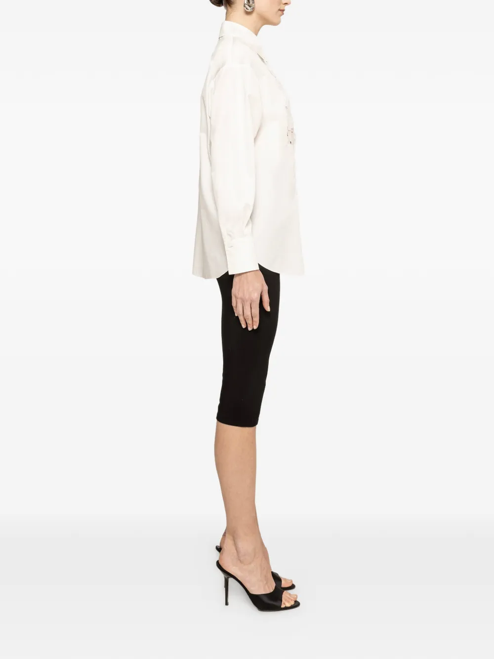 NISSA blouse met geborduurde bloemen Wit