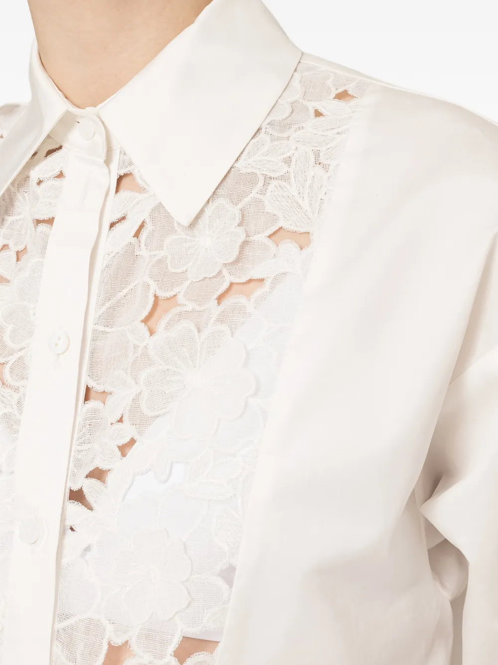 NISSA blouse met geborduurde bloemen Wit