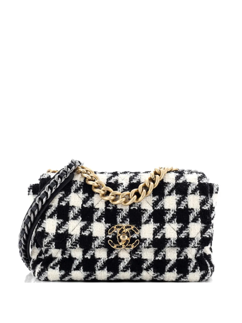 CHANEL Pre-Owned 19 Flap Bag Quilted Tweed Large crossbody bag - Nero