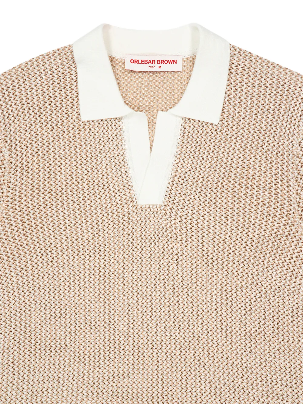 Orlebar Brown Horton gehaakt poloshirt met chevron streep Bruin