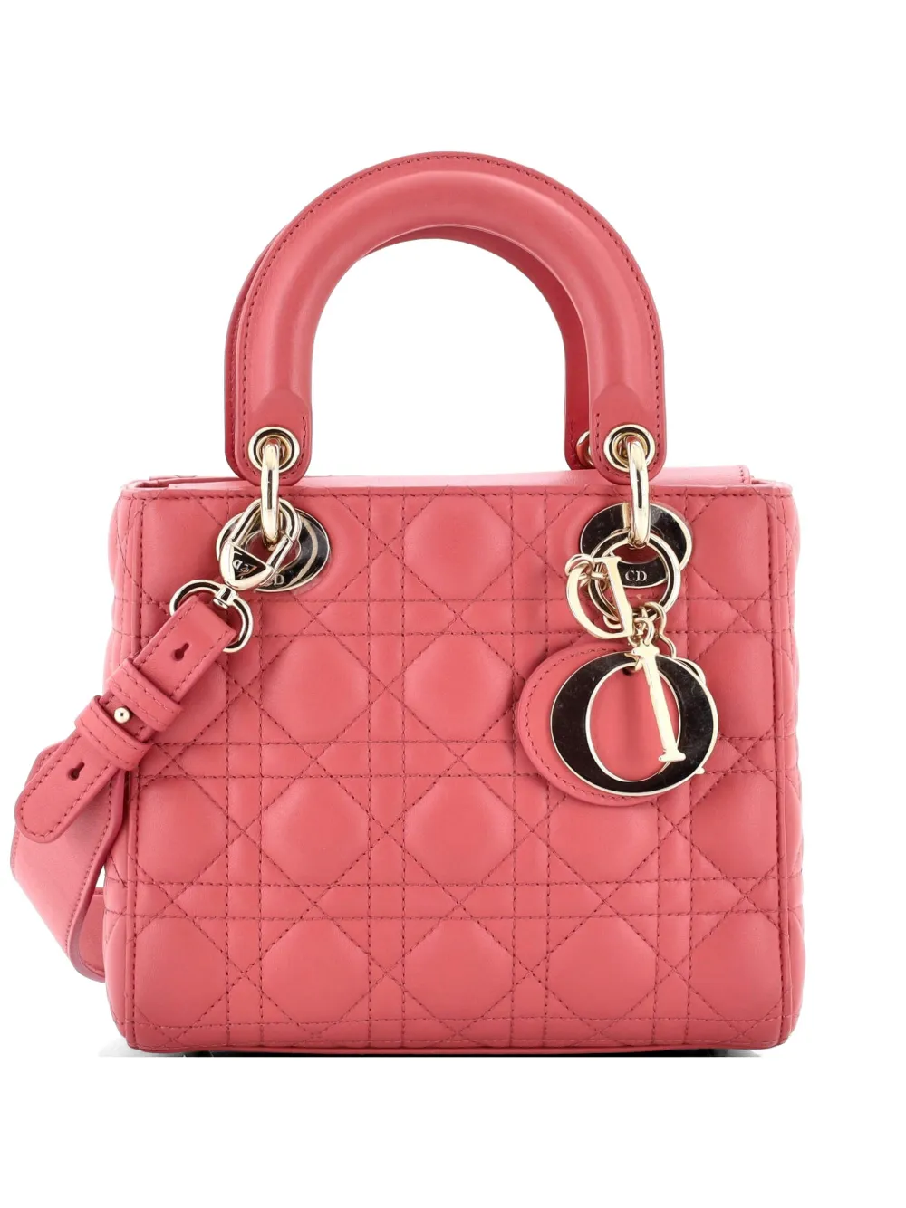 Dior My Lady Dior Cannage Satchel-Tasche aus Lammleder mit Steppung in Rosa Lammleder-Leder