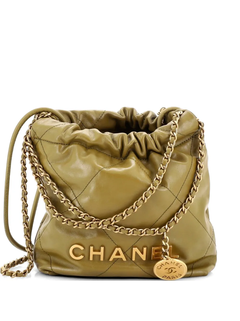 CHANEL Pre-Owned 22 Chain Hobo Quilted Calfskin Mini crossbody bag - Verde