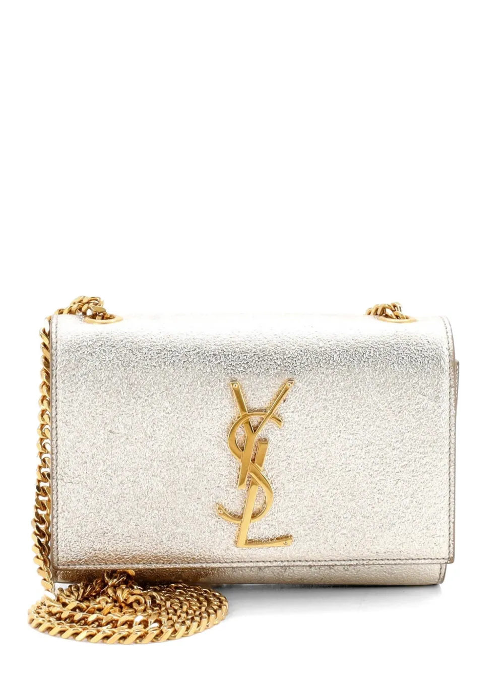 Saint Laurent Pre-Owned Kleine Classic Monogram Umhängetasche aus gekörntem Leder - Gold