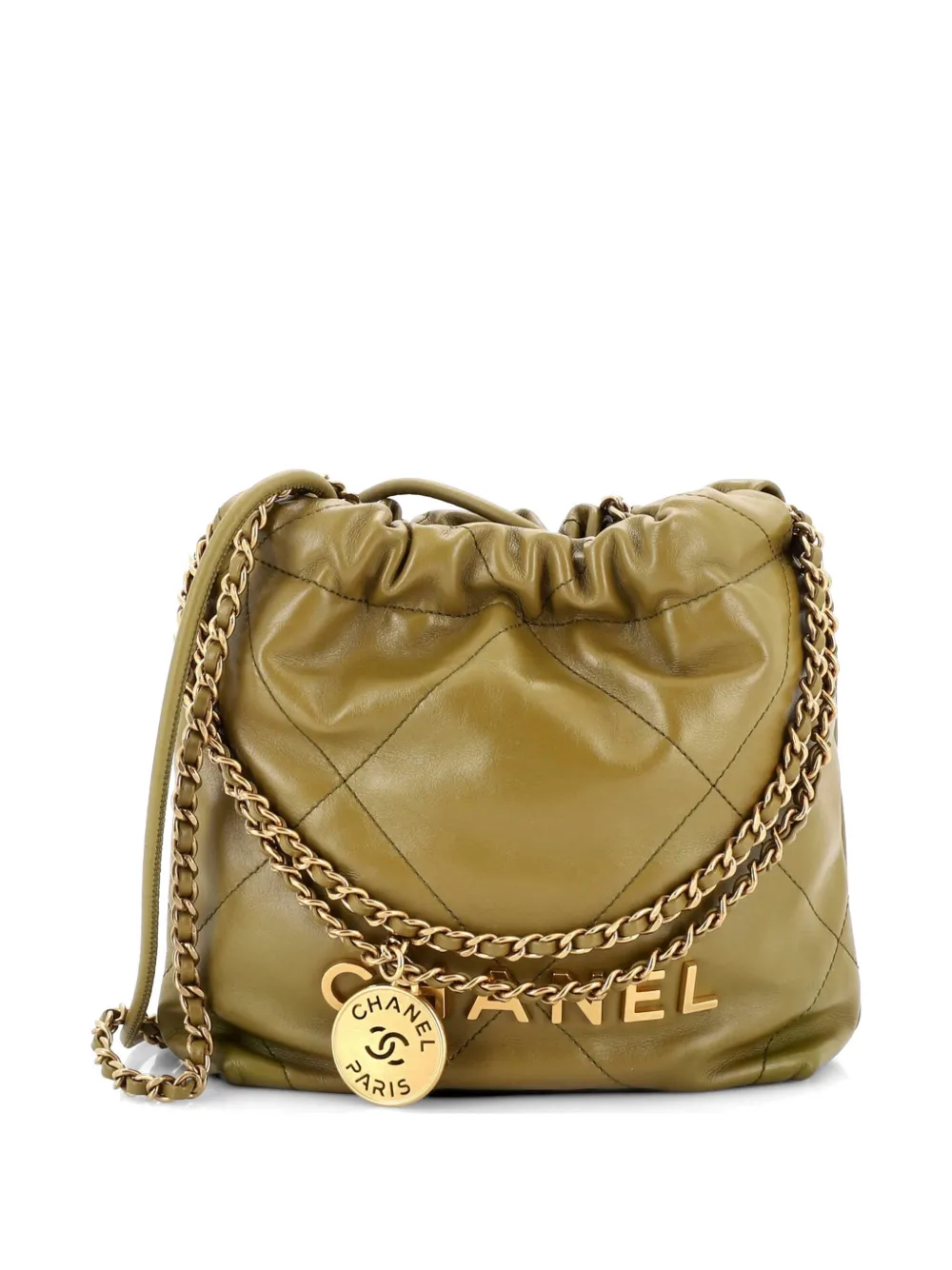 CHANEL Pre-Owned 22 Chain Hobo Quilted Calfskin Mini crossbody bag - Grün