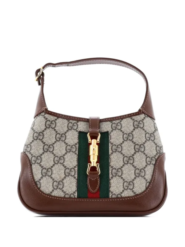 Gucci Pre-owned Jackie 1961 GG Coated Canvas Mini Hobo Bag in Brown