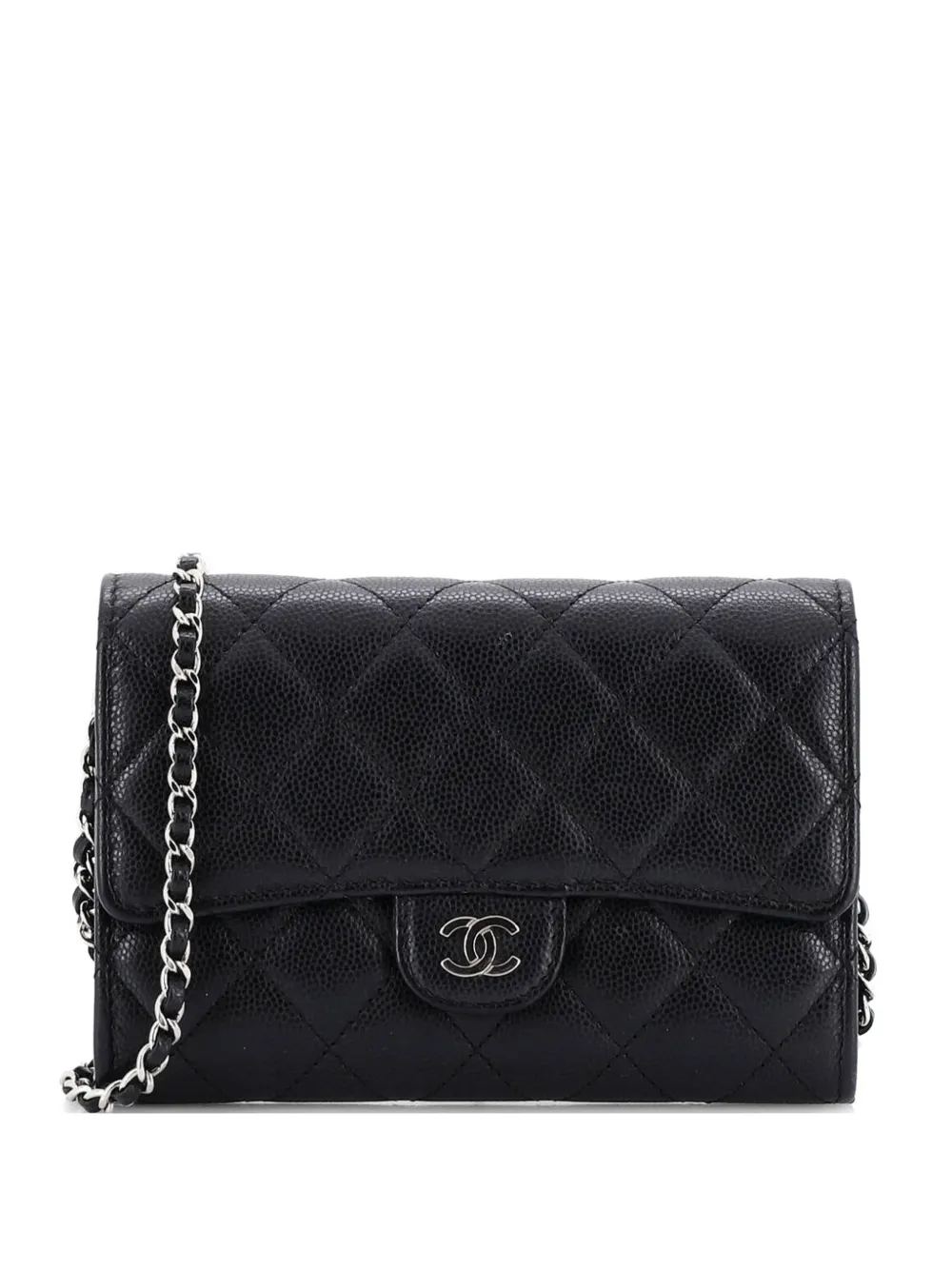 Chanel Mini Classic Flap Wallet Quilted Caviar Umhängetasche Mini in Schwarz Caviar-Leder