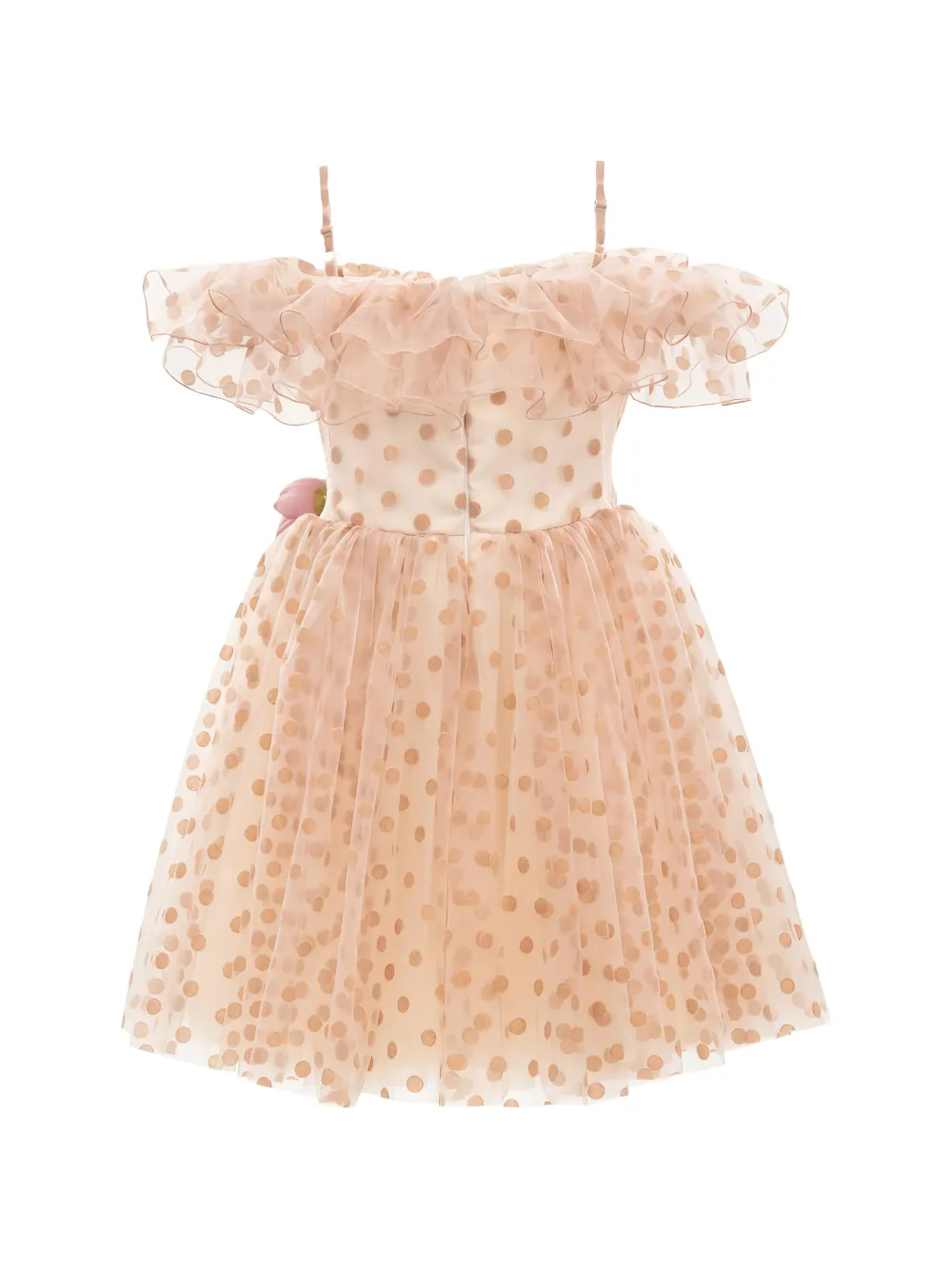Tulleen Jurk met stippen Beige