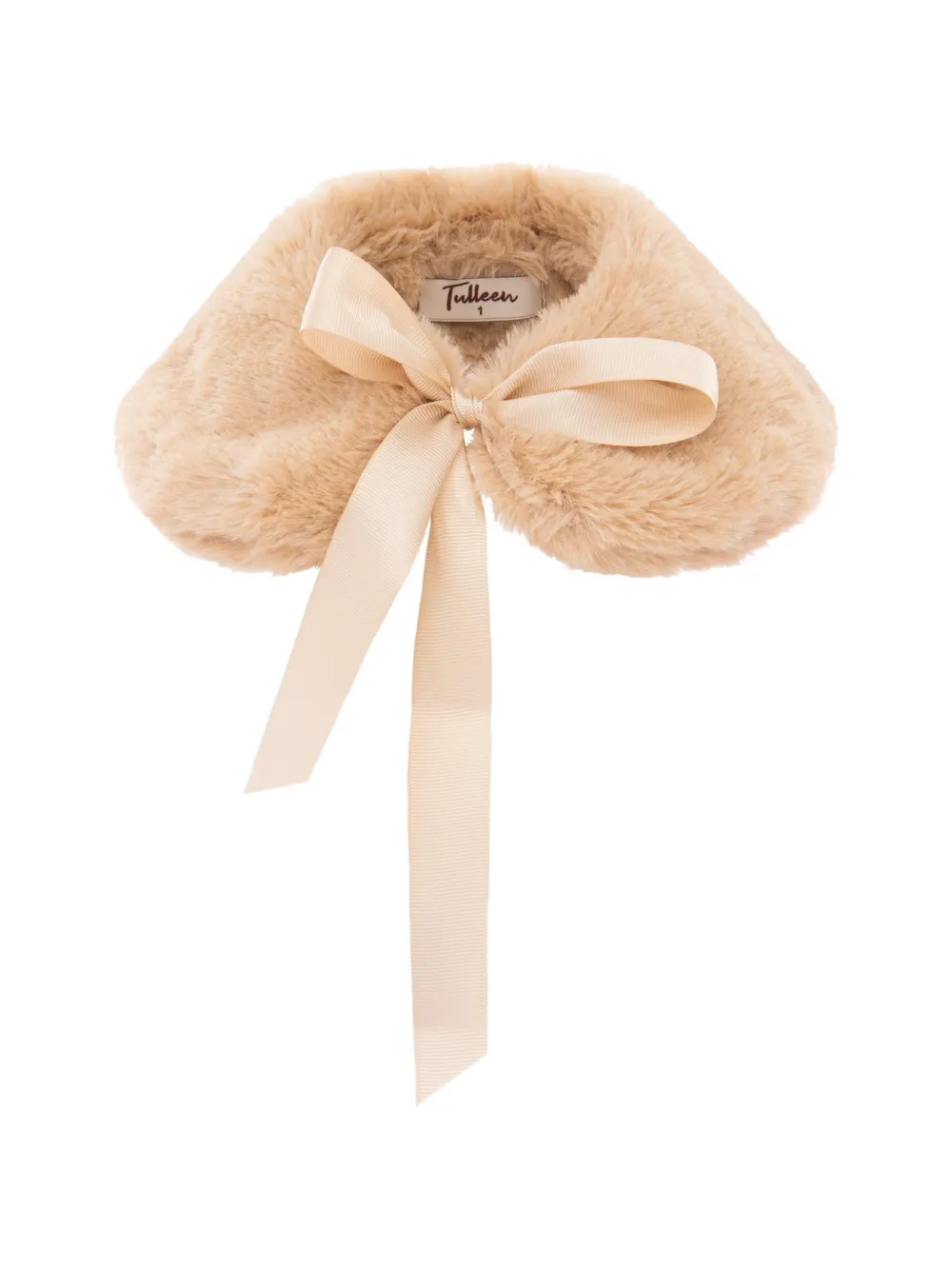 Tulleen Kids' Faux-fur Bow-fastening Stole In Neutral