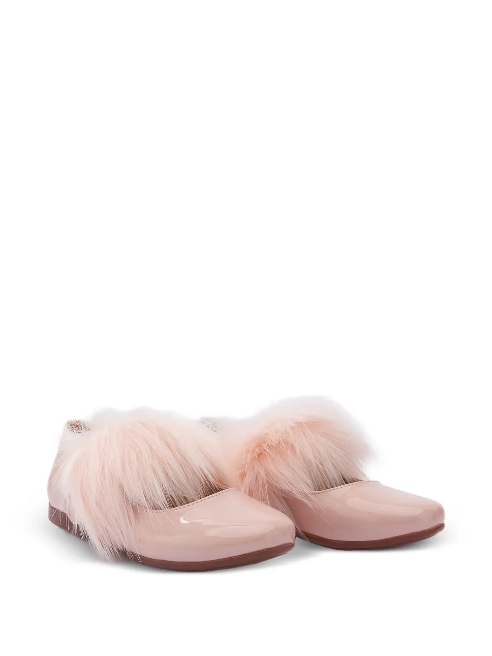 La Perla Kids patent fur-strap ballet flats - Pink