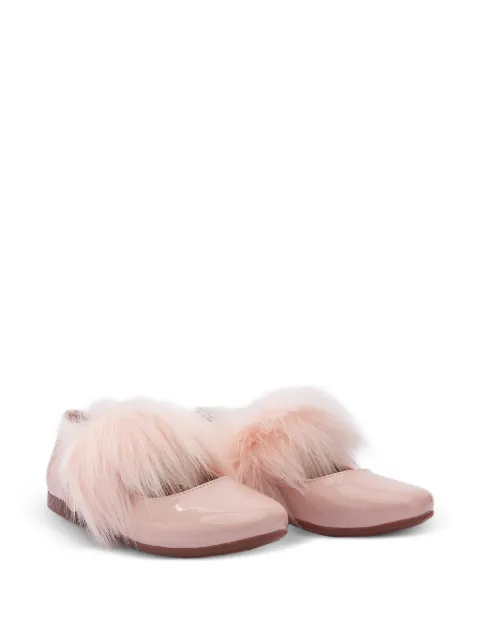 La Perla Kids patent fur-strap ballet flats