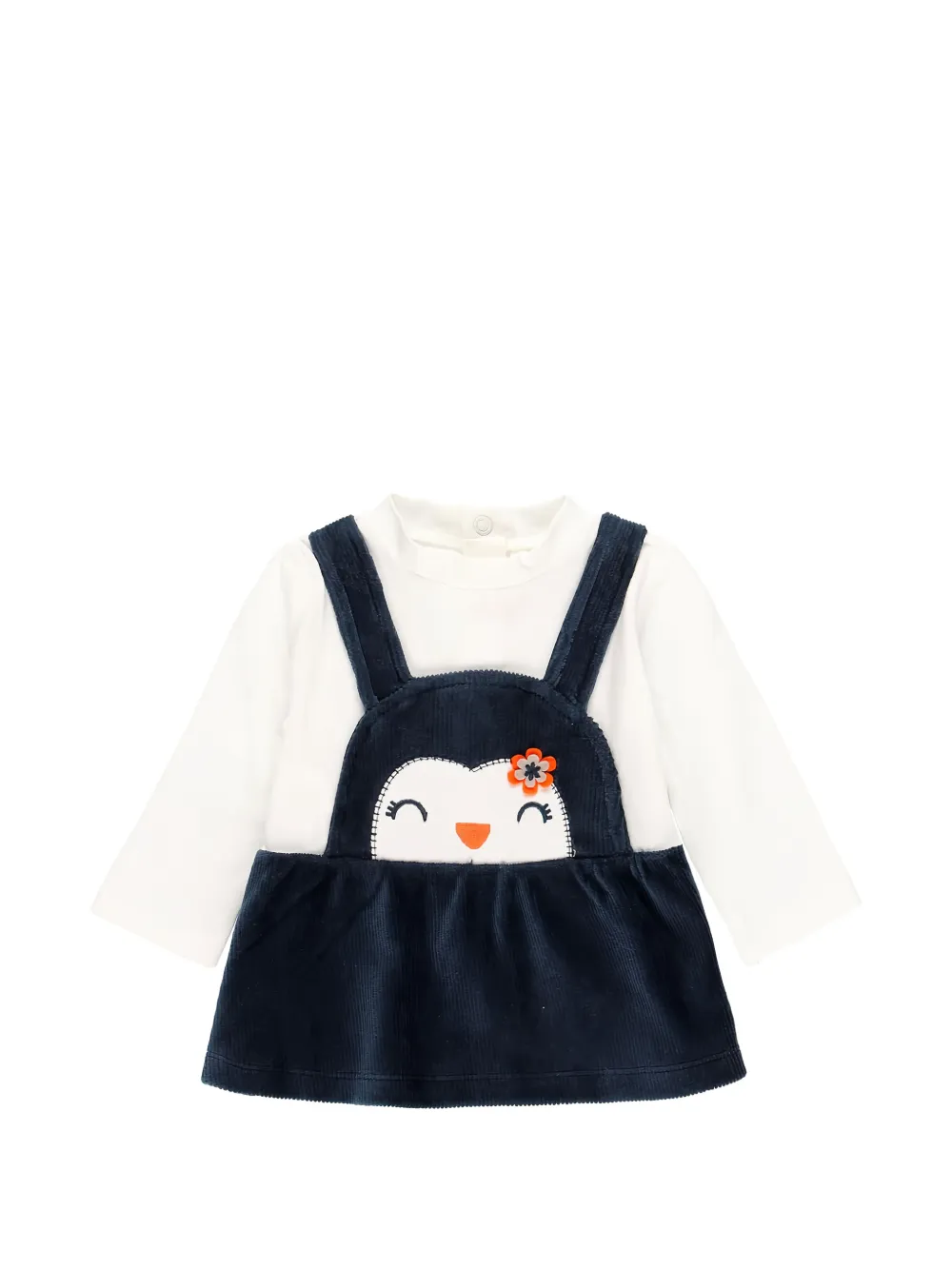 Boboli penguin corduroy dress - White