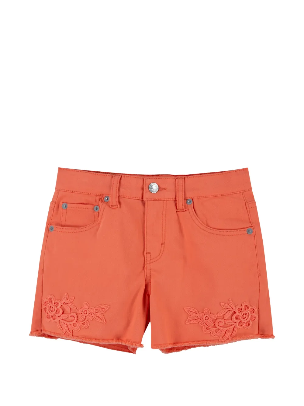 Levi's Kids embroidered frayed-hem shorts - Orange