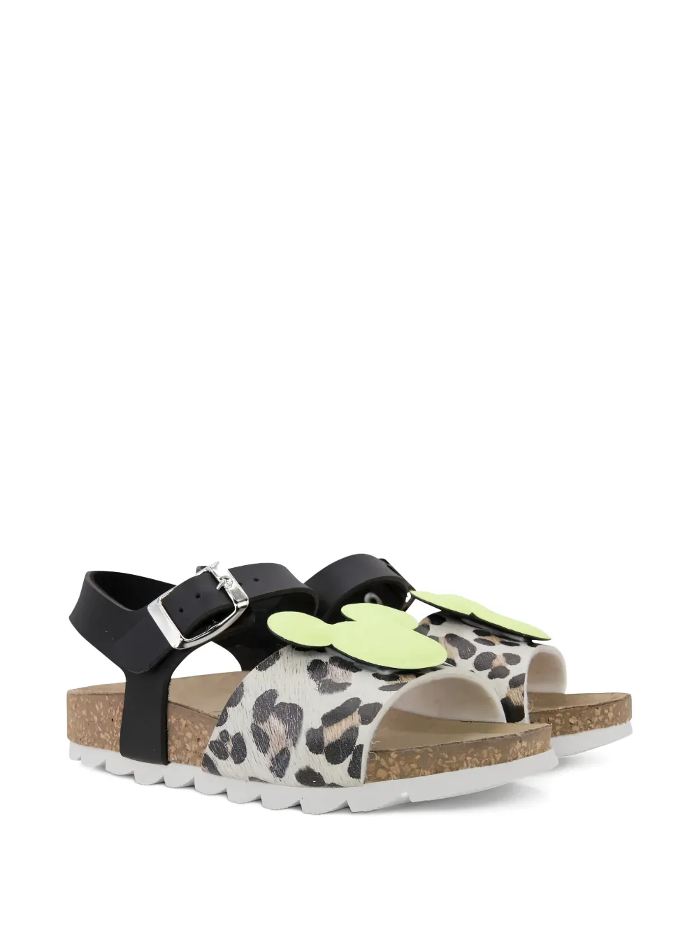 Master Of Arts Kids Mickey leopard-print open toe sandals - Nero