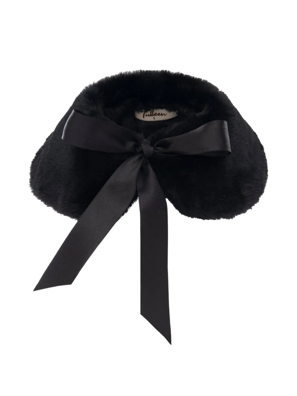 Tulleen faux-fur bow-detail stole - Black