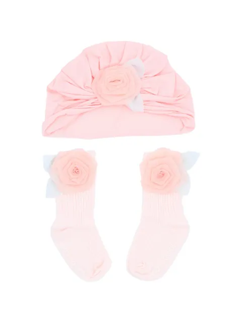 Mimi Tutu rose-appliqué turban (set of two)