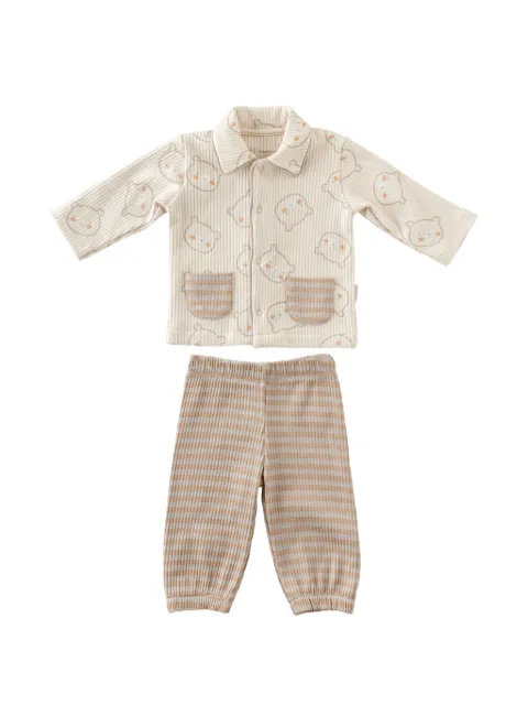 Andywawa bear-print striped formal set