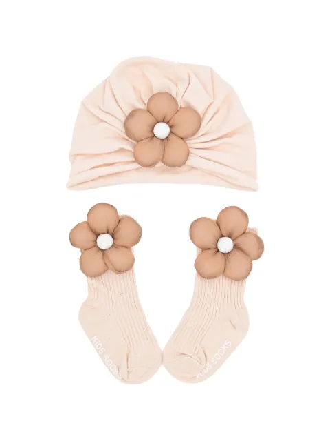 Mimi Tutu flower-appliqué turban (set of two)
