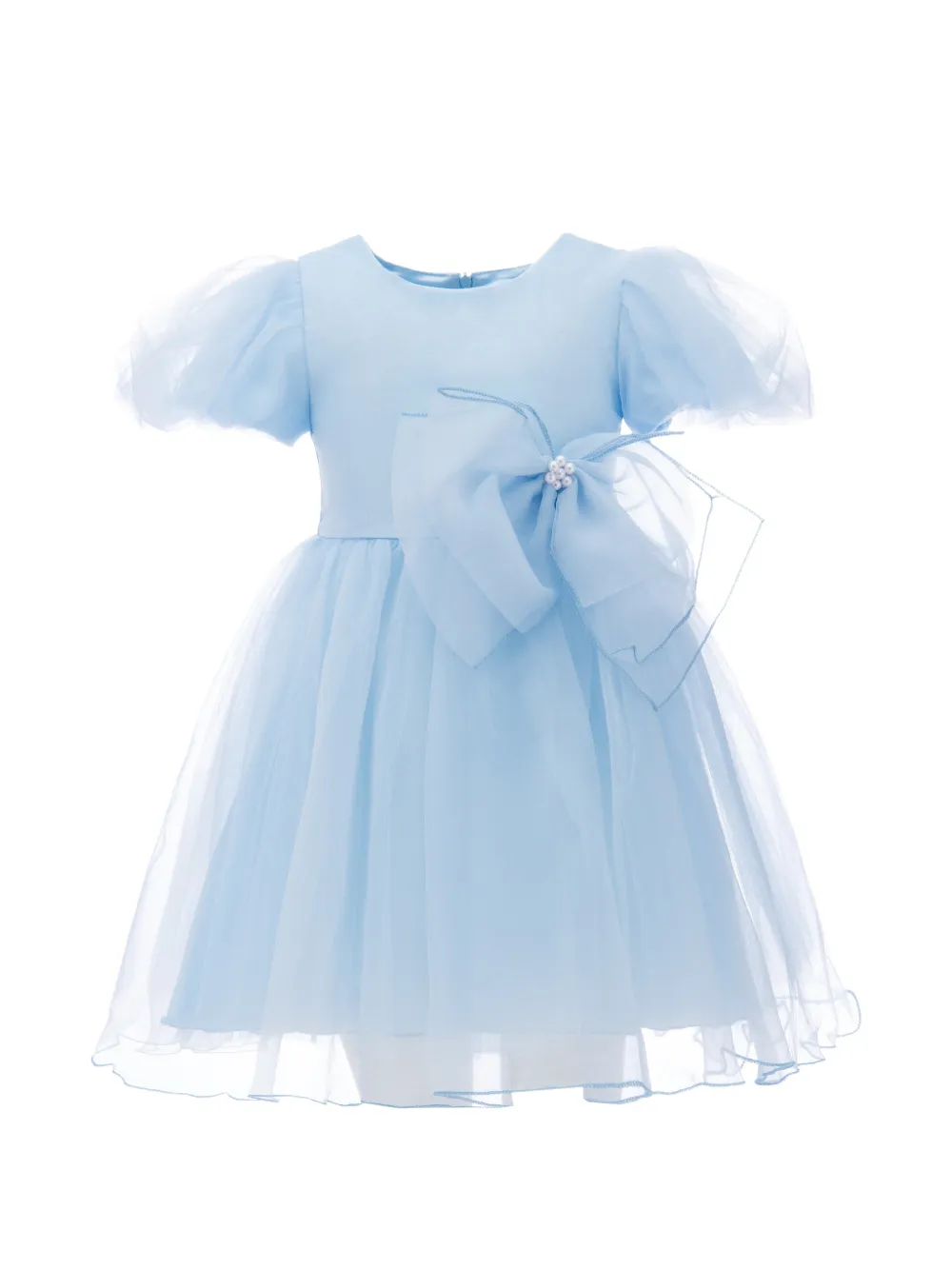 Tulleen bow-embellished organza dress - Blu