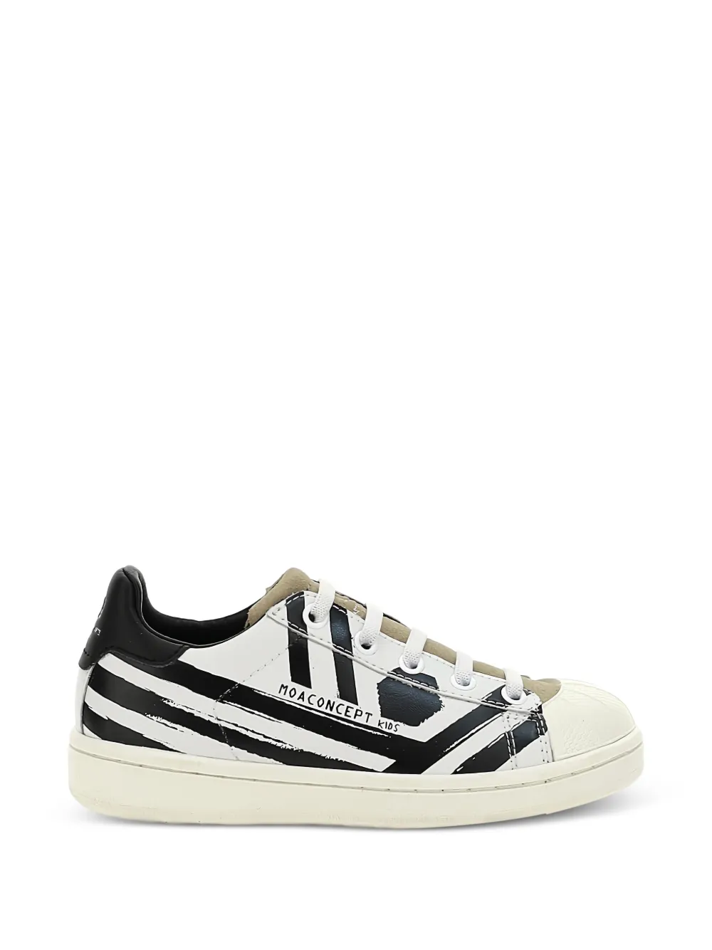 Master Of Arts Kids Gestreepte sneakers met shell neus Wit