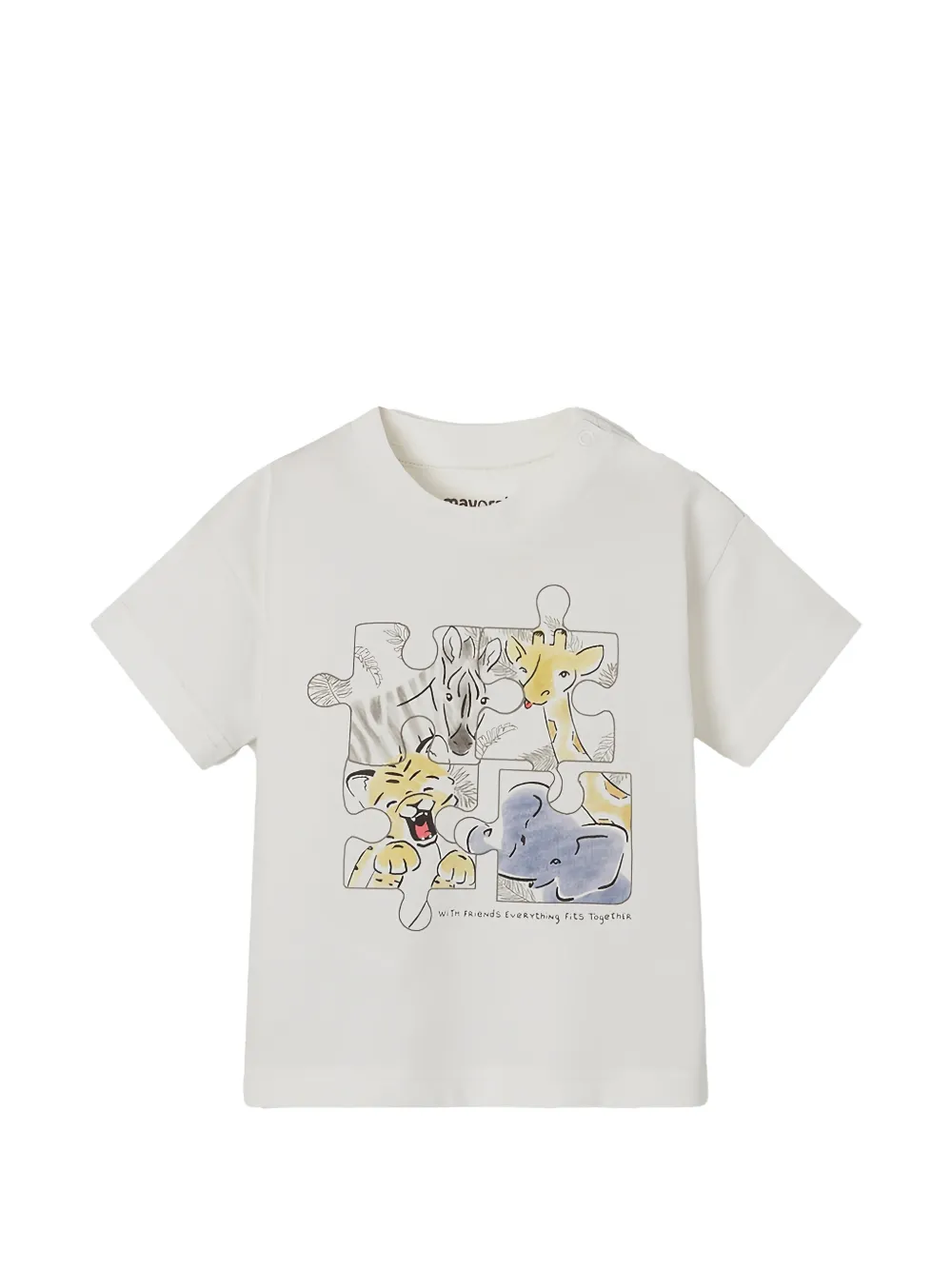 MAX MARA KIDS puzzle animal-print T-shirt - White