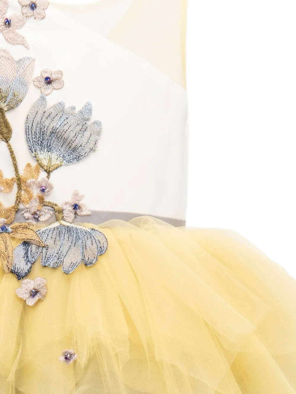 Tulleen Gemini tulen jurk met geborduurde bloemen Blauw