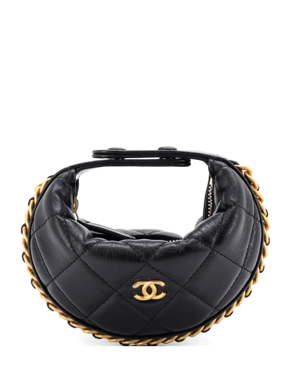 CHANEL Pre-Owned Chain Around Pouch Quilted Lambskin Extra Mini hobo bag - Nero