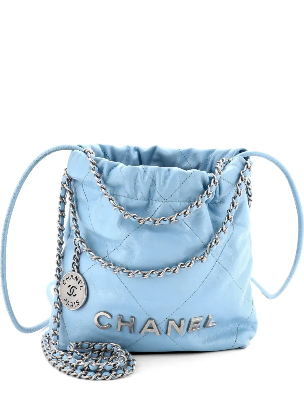CHANEL Pre-Owned 22 Chain Hobo Quilted Calfskin Mini crossbody bag - Blu