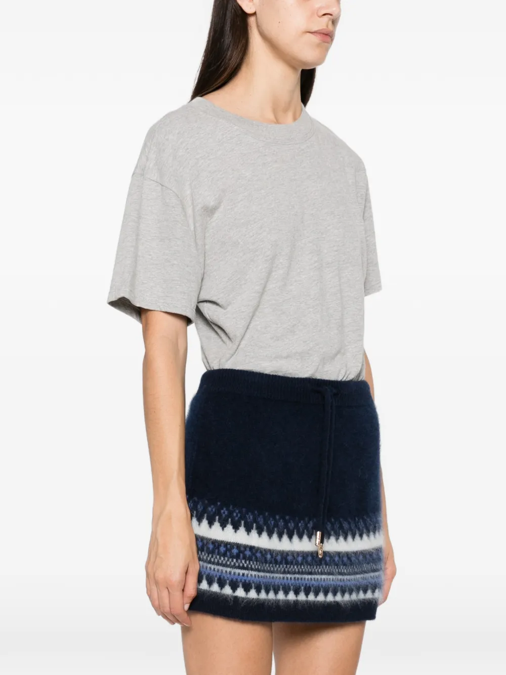 Maje Fair Isle-patterned knitted short skirt Blauw