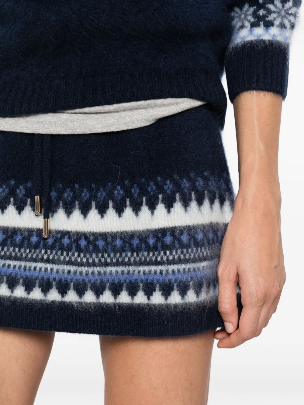 Maje Fair Isle-patterned knitted short skirt Blauw