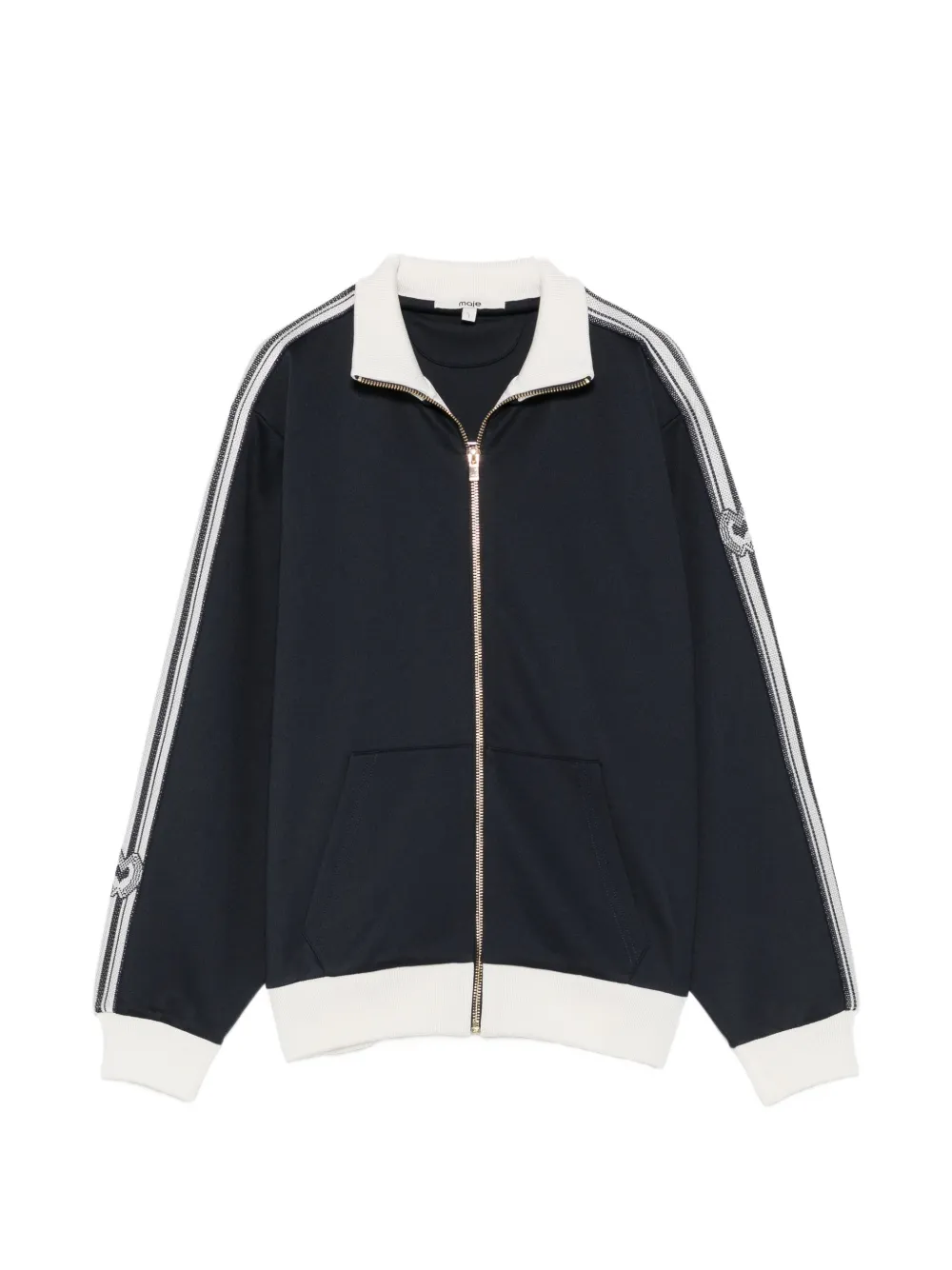 Maje stripe-detail zip-up sweatshirt Blauw