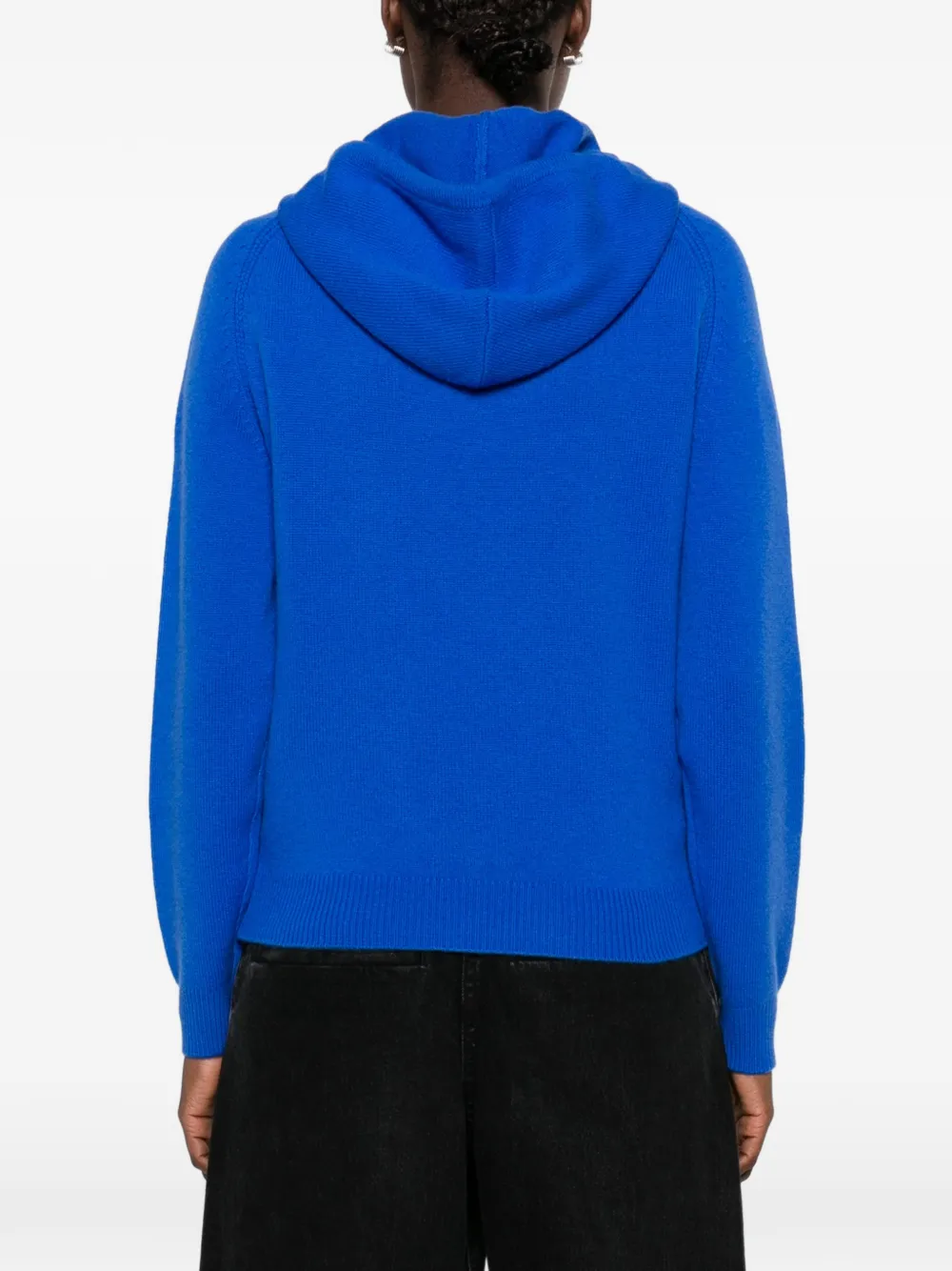 Maje fine-knit drawstring hoodie Blauw