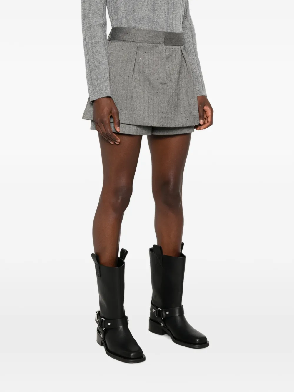 Maje Gestreepte shorts Grijs
