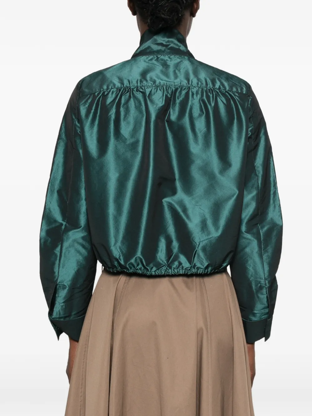 Maje Blouse met elastische zoom en strikdetail Groen