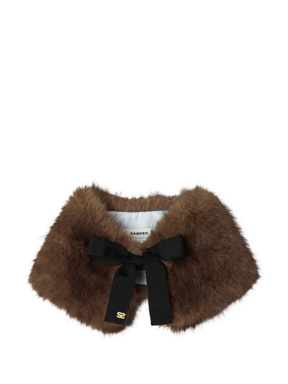 SANDRO faux-fur bow-detail scarf