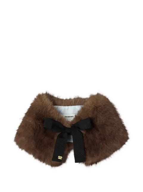 SANDRO faux-fur bow-detail scarf