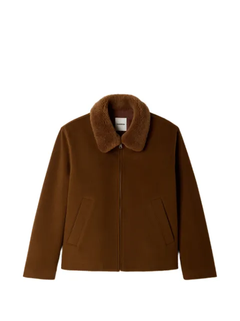 SANDRO shearling-collar zip-up jacket